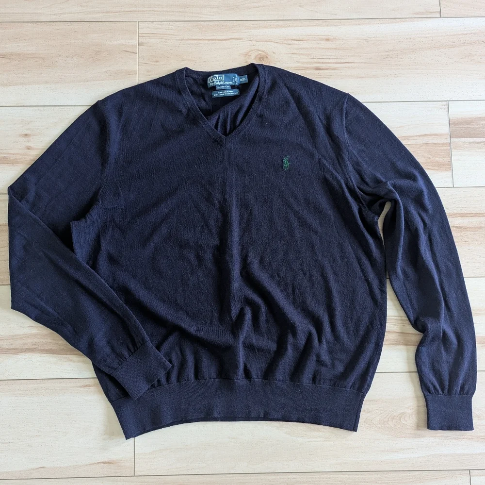 Polo by Ralph Lauren merino wool navy sweater custom fit